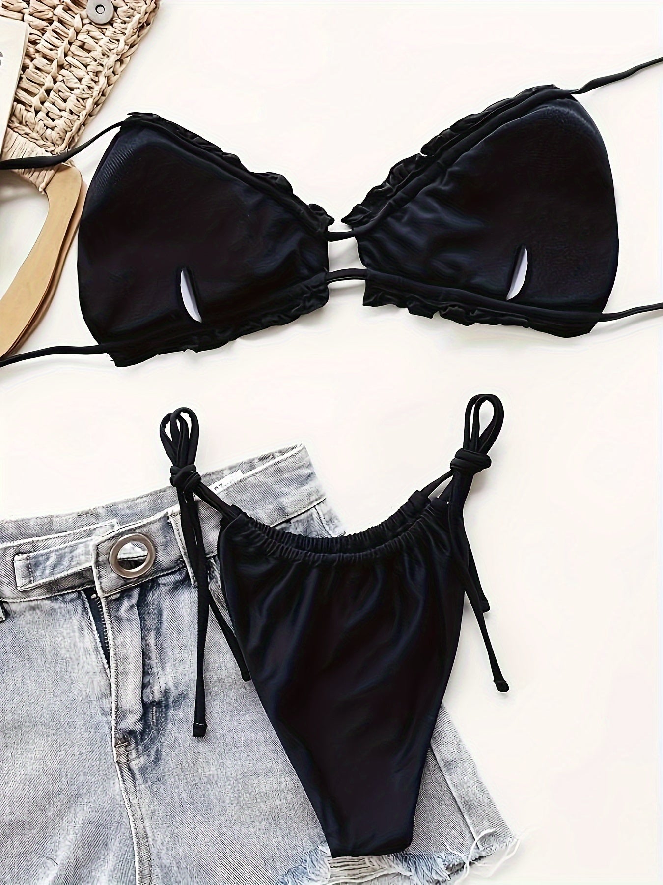 Mira | Trendy Geplooide Bikini met Verstelbare Bandjes