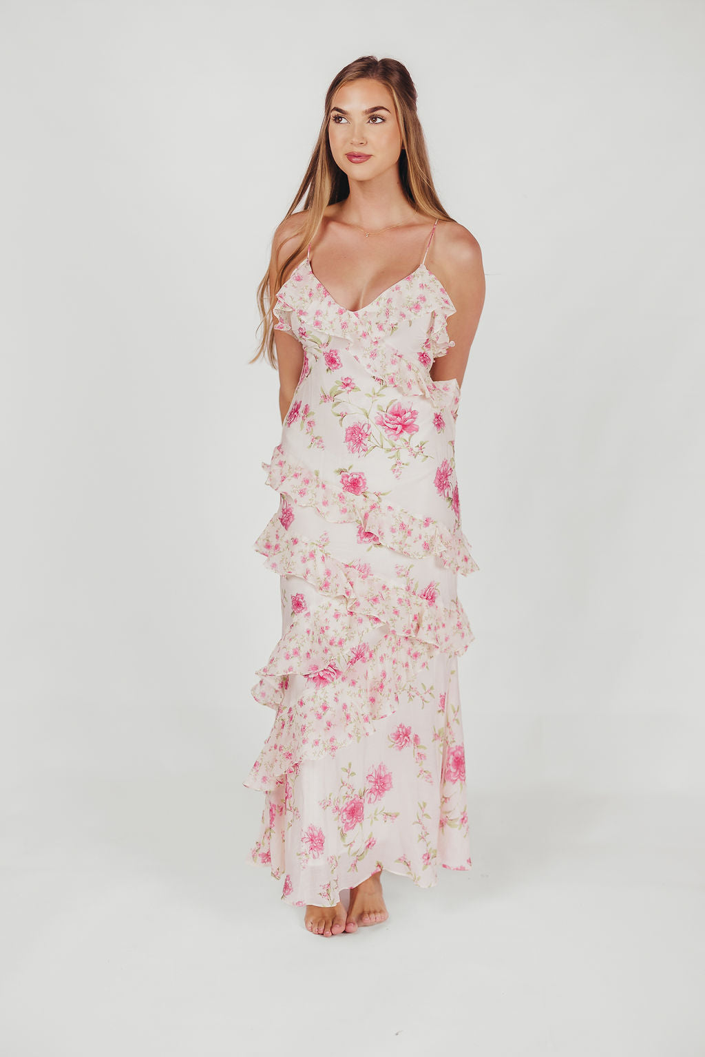 Sandra | Zomerjurk met Bloemenprint en Ruches