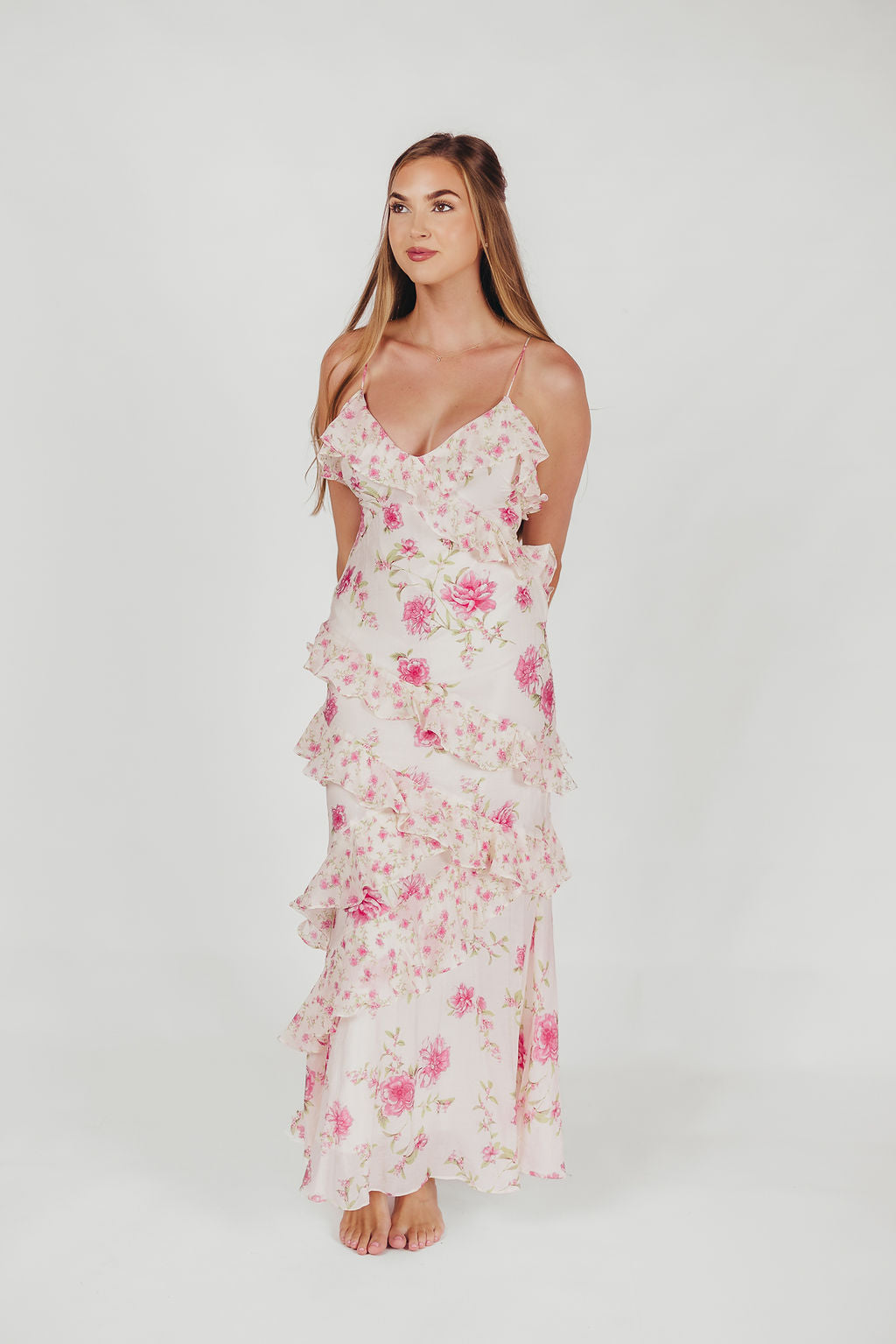 Sandra | Zomerjurk met Bloemenprint en Ruches