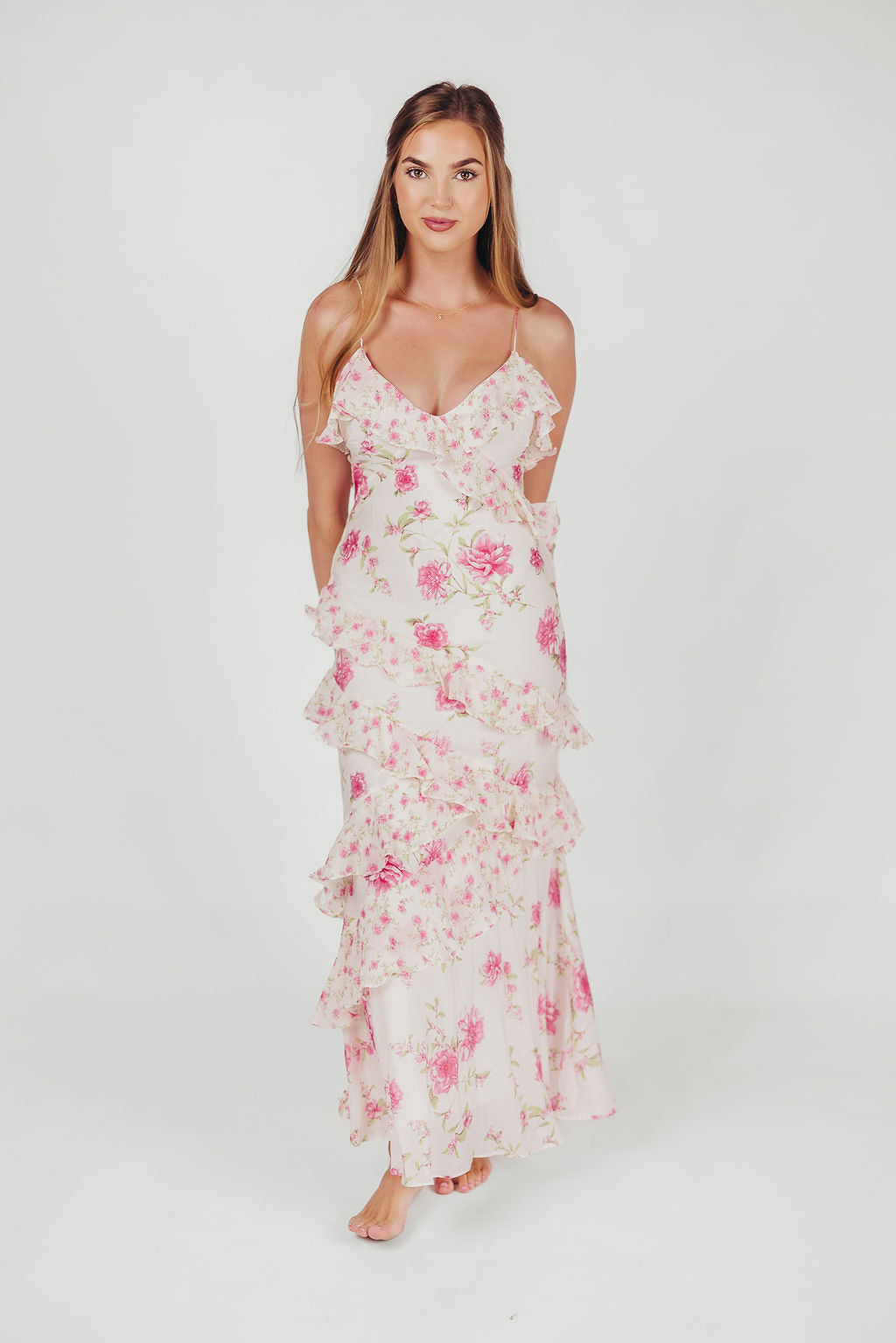 Sandra | Zomerjurk met Bloemenprint en Ruches