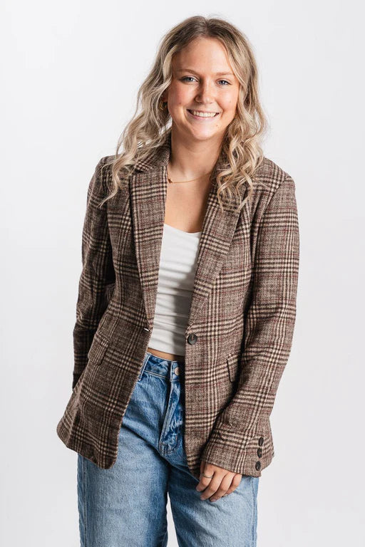 Geruite bruine blazer