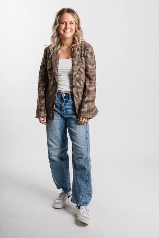 Geruite bruine blazer
