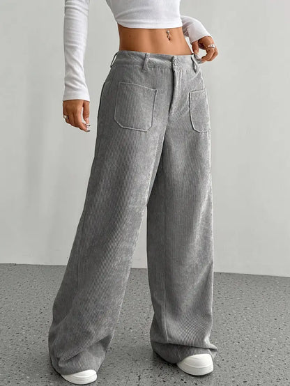 Selma | Wijde corduroy broek met hoge taille voor dames