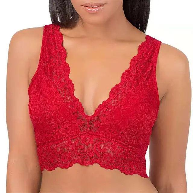 Wynona Kanten Bralette - Voeg stijlvolle elegantie toe aan je garderobe met Wynona, een zachte en ademende kanten bralette. Perfect voor warme dagen, onder verschillende outfits of als statementstuk. Verkrijgbaar in zwart, rood en wit, in maten S-XL. Gemaakt van kant en spandex voor ultiem comfort en een perfecte pasvorm. Upgrade je zomergarderobe met Wynona en geniet van zelfverzekerde stijl en luchtig comfort. Bestel nu!