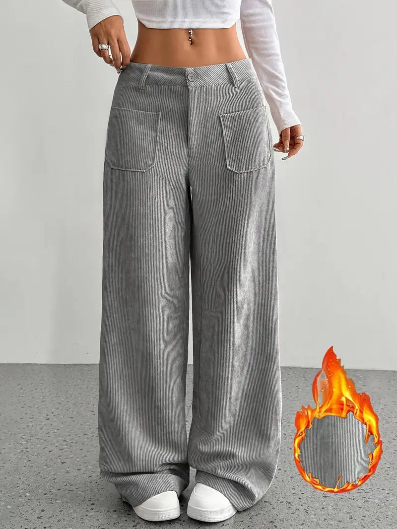 Selma | Wijde corduroy broek met hoge taille voor dames