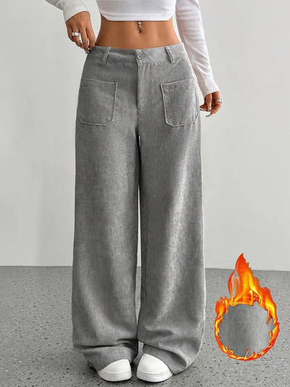 Selma | Wijde corduroy broek met hoge taille voor dames