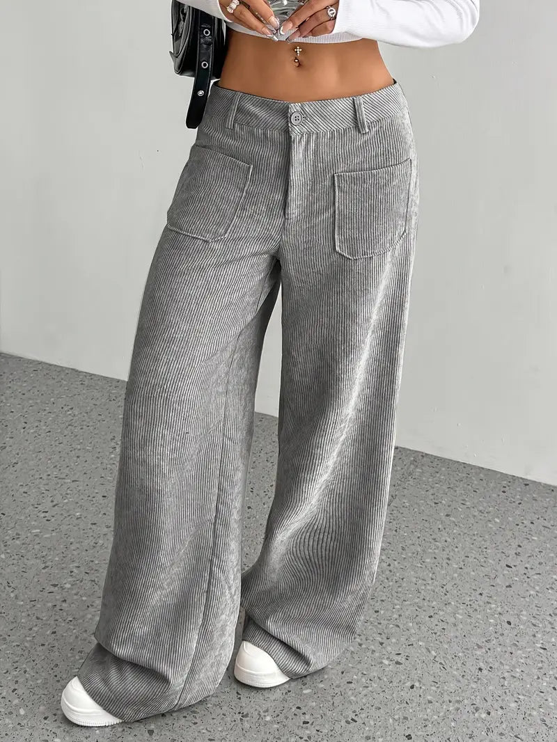 Selma | Wijde corduroy broek met hoge taille voor dames