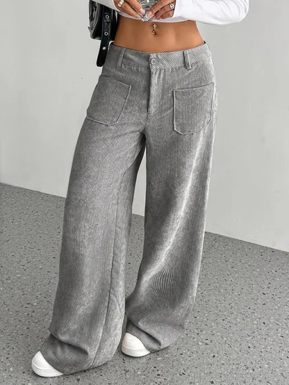 Selma | Wijde corduroy broek met hoge taille voor dames