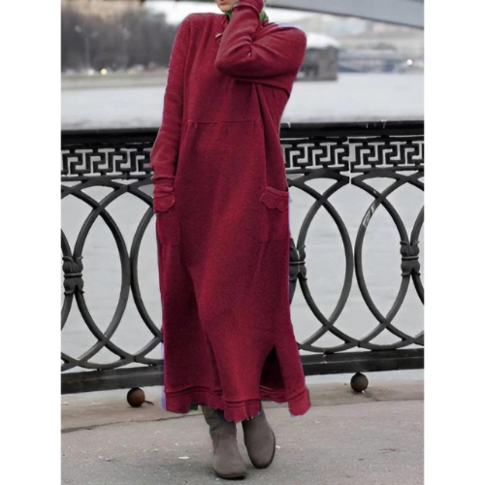 Noelle Winter Essential - Combineer warmte en stijl met Noelle, een elegant en comfortabel kledingstuk met een relaxte pasvorm en functionele zakken. Perfect voor casual uitstapjes en knusse dagen thuis. Verkrijgbaar in veelzijdige kleuren zoals donkergrijs, zwart, rood, legergroen, paars, donkerblauw en oranje, in maten S-4XL. Met een flatterend silhouet biedt Noelle de perfecte mix van comfort en stijl. Bestel nu en blijf warm en elegant tijdens het koude seizoen!