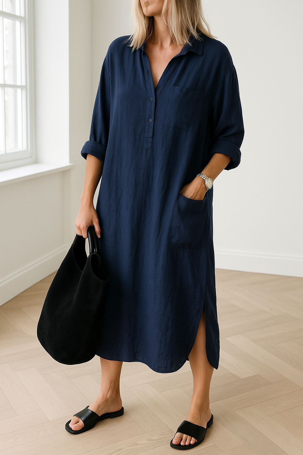 Lumen | Elegante Katoenen Maxi Jurk