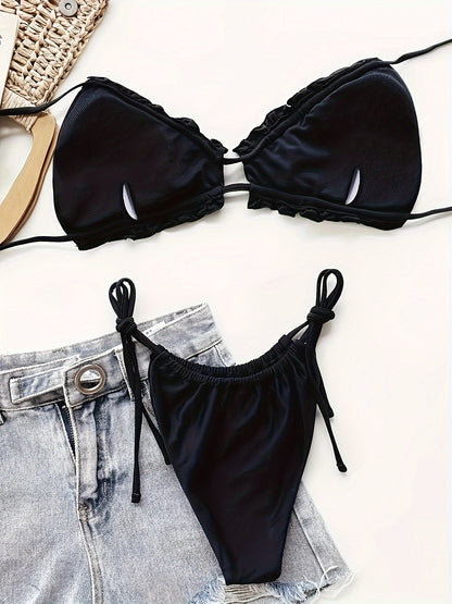 Mira | Trendy Geplooide Bikini met Verstelbare Bandjes