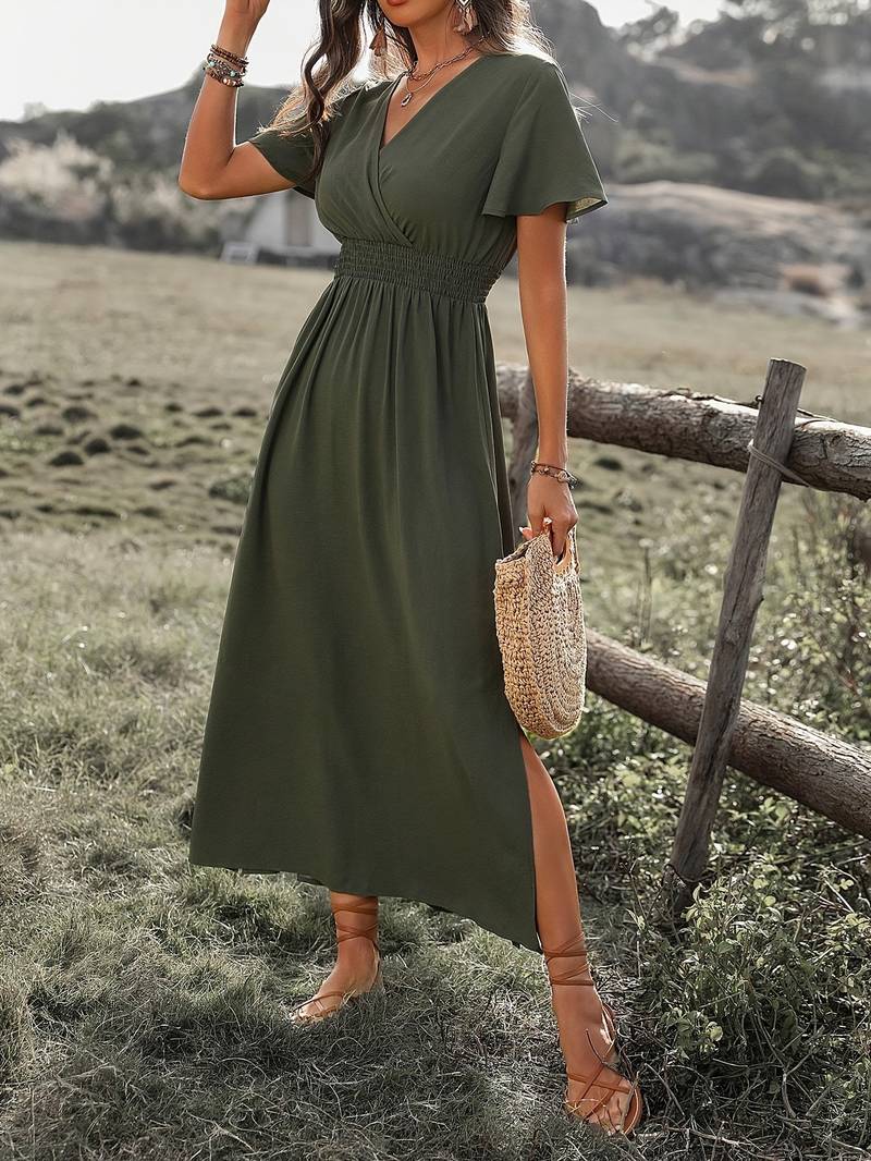 Martha | Elegante Zomerjurk met V-Hals en Elastische Taille