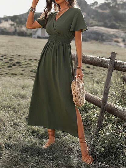 Martha | Elegante Zomerjurk met V-Hals en Elastische Taille