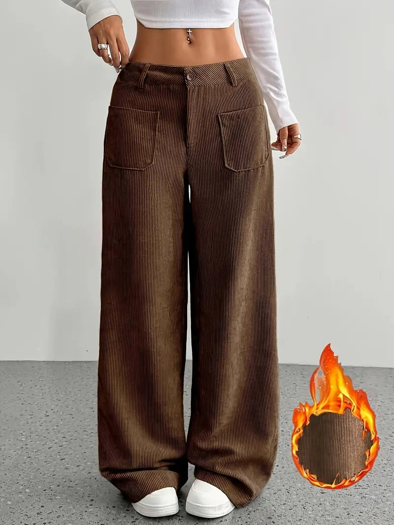 Selma | Wijde corduroy broek met hoge taille voor dames