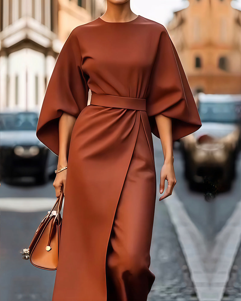 Ainsley | Tailliertes Kleid mit Laternenärmeln