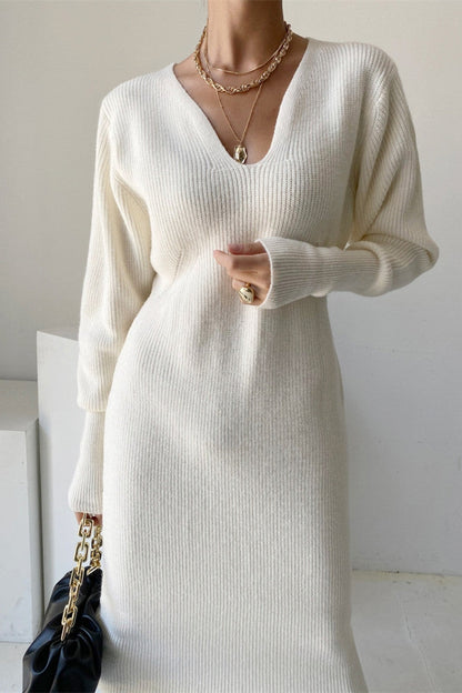Evanthe - Strick V-Ausschnitt Kleid für Frauen
