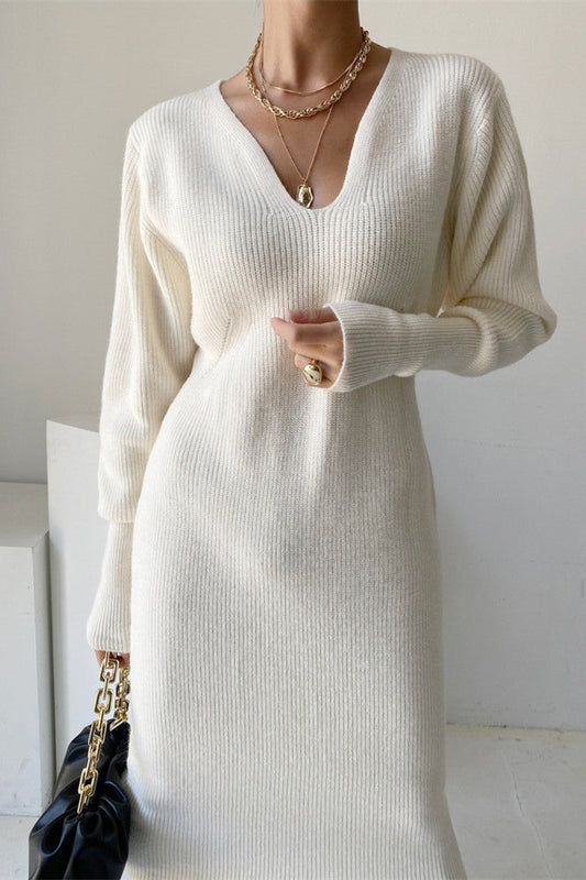 Evanthe - Strick V-Ausschnitt Kleid für Frauen