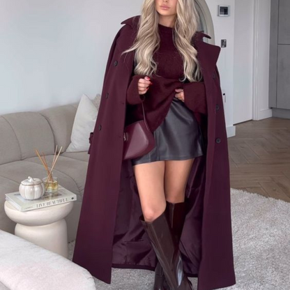 Leona | Classy burgundy lange winterjas