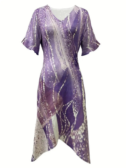 Hollis | Elegante jurk met korte mouwen en bloemenprint
