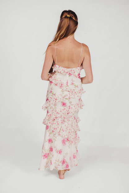 Sandra | Zomerjurk met Bloemenprint en Ruches