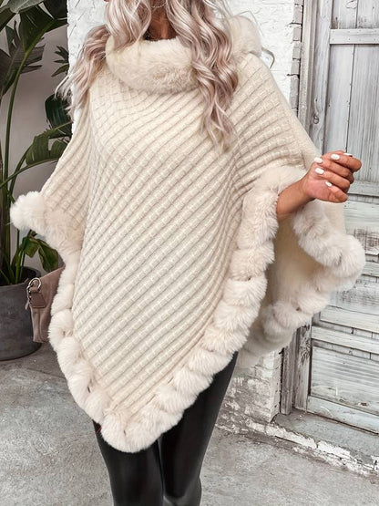 Nereida - Comfortabele Winter Poncho met Imitatiebont Voor Vrouwen