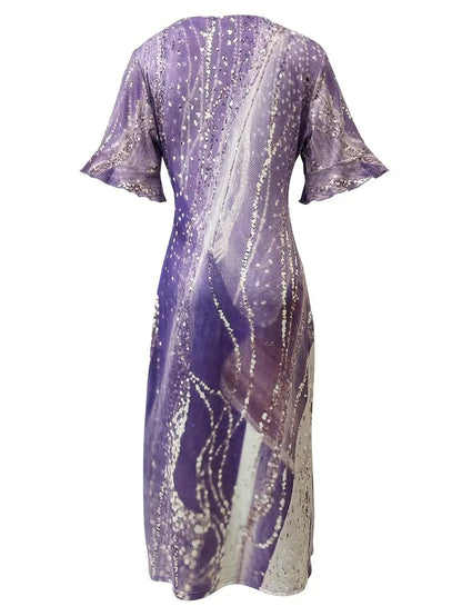 Hollis | Elegante jurk met korte mouwen en bloemenprint