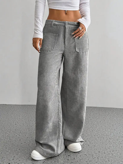 Selma | Wijde corduroy broek met hoge taille voor dames