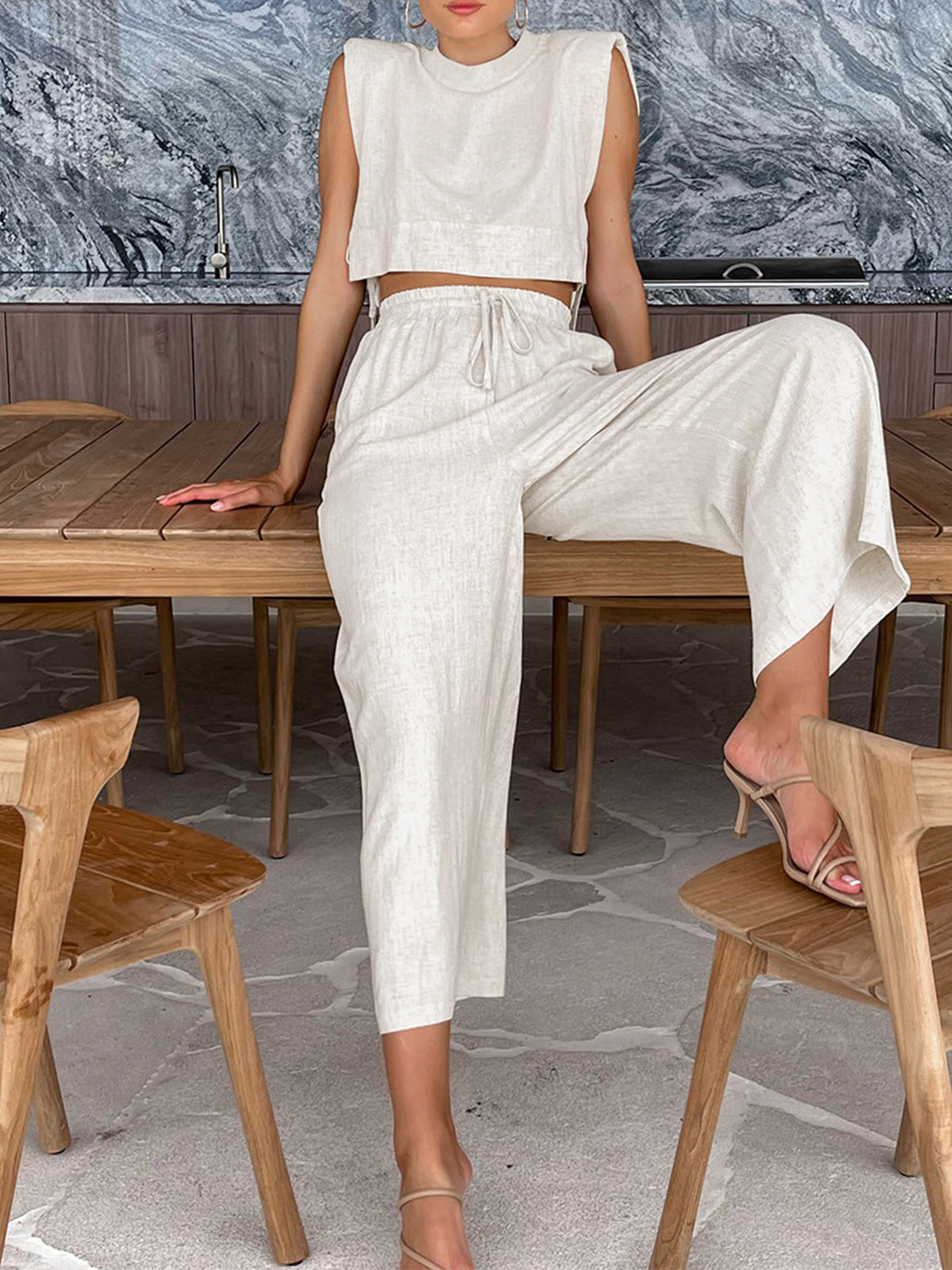 Nia - Moderne Tweedelige Set met Crop Top voor Vrouwen