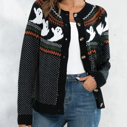 Ciska | Unisex gestrickte Halloween-Geister-Strickjacke