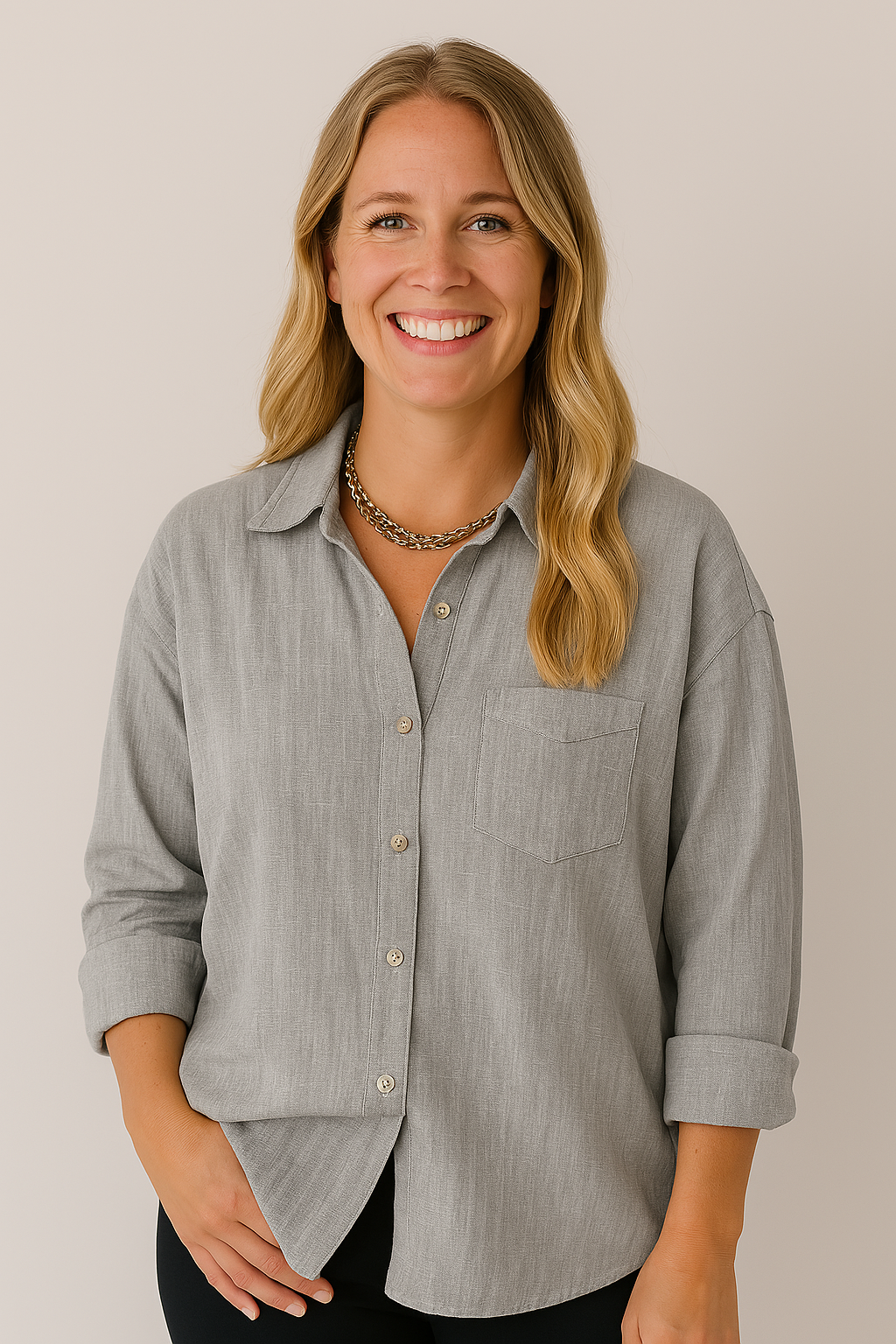 Isabelle | Linnen Blouse met Borstzak