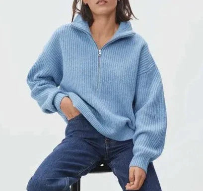 Luxe Gebreide Trui met Half-Zip Rits  Stijlvol & Comfortabel voor de Winter