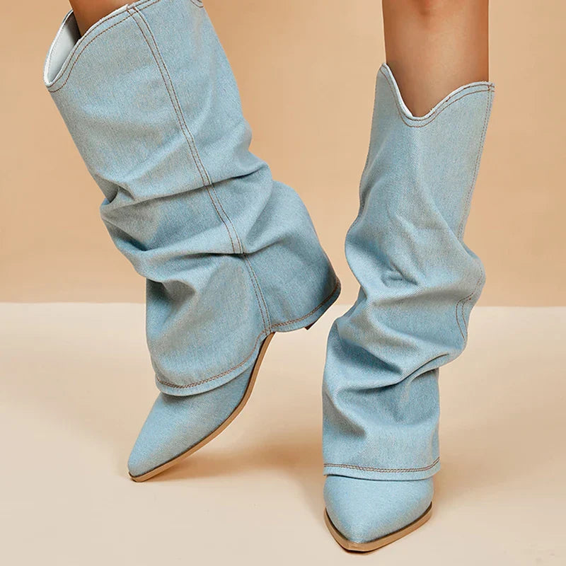 Liriel | Denim knielaarzen
