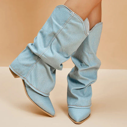Liriel | Denim knielaarzen