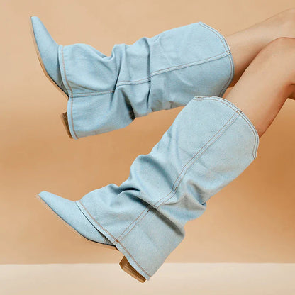Liriel | Denim knielaarzen