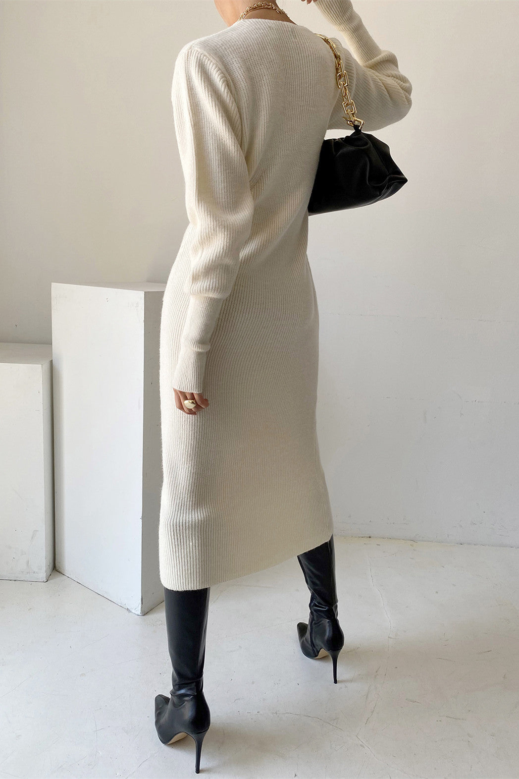 Evanthe - Strick V-Ausschnitt Kleid für Frauen