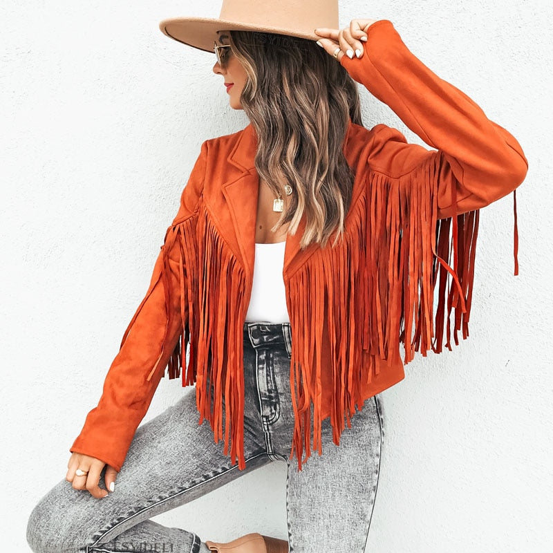 Thalina - Wildlederjacke mit Fransen