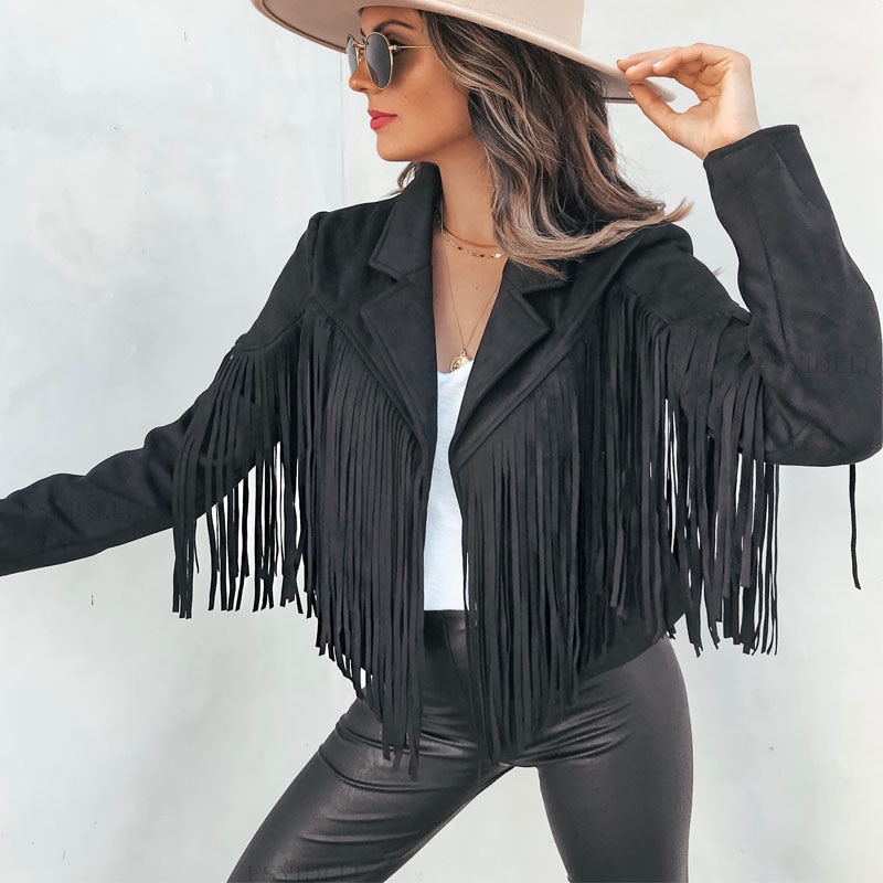 Thalina - Wildlederjacke mit Fransen