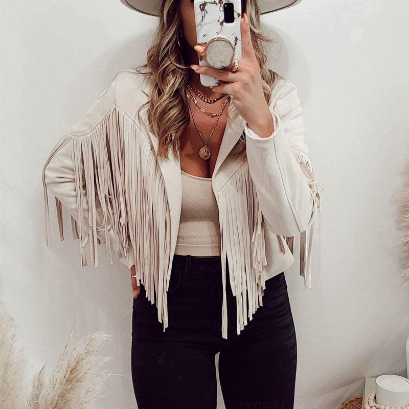 Thalina - Wildlederjacke mit Fransen