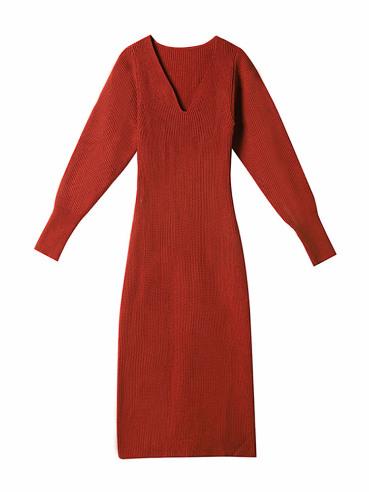 Evanthe - Strick V-Ausschnitt Kleid für Frauen