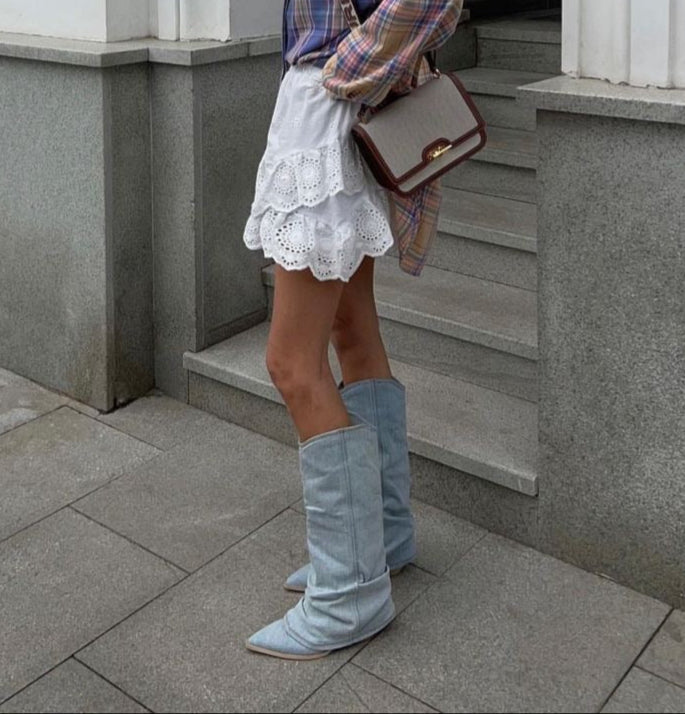 Liriel | Denim knielaarzen