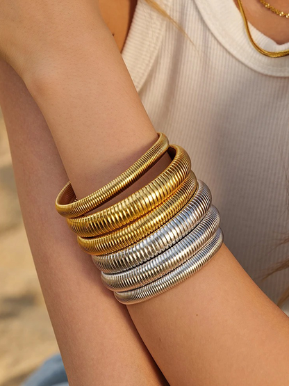 Ninetta | Breites Schlangenarmband Stretch Gold