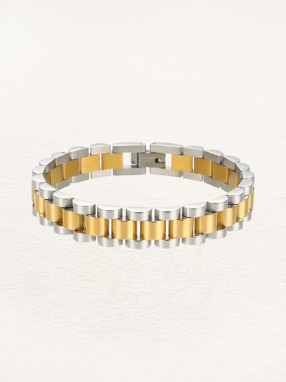 Palmina | Breites Schakelarmband Gold-Silber
