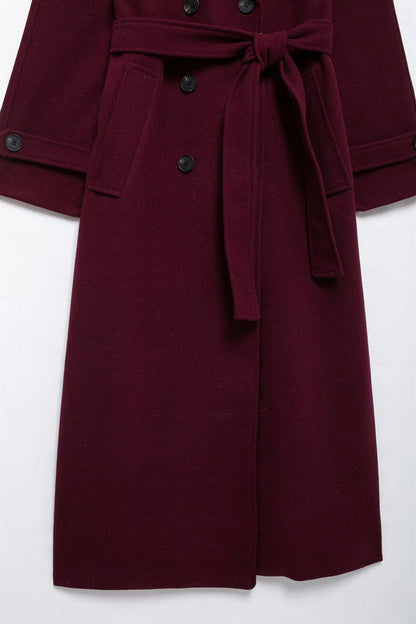 Leona | Classy burgundy lange winterjas