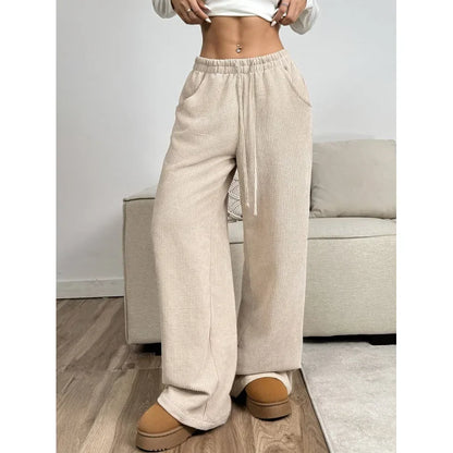 Damen trendige hoch taillierte Cordhose | entspannte Passform