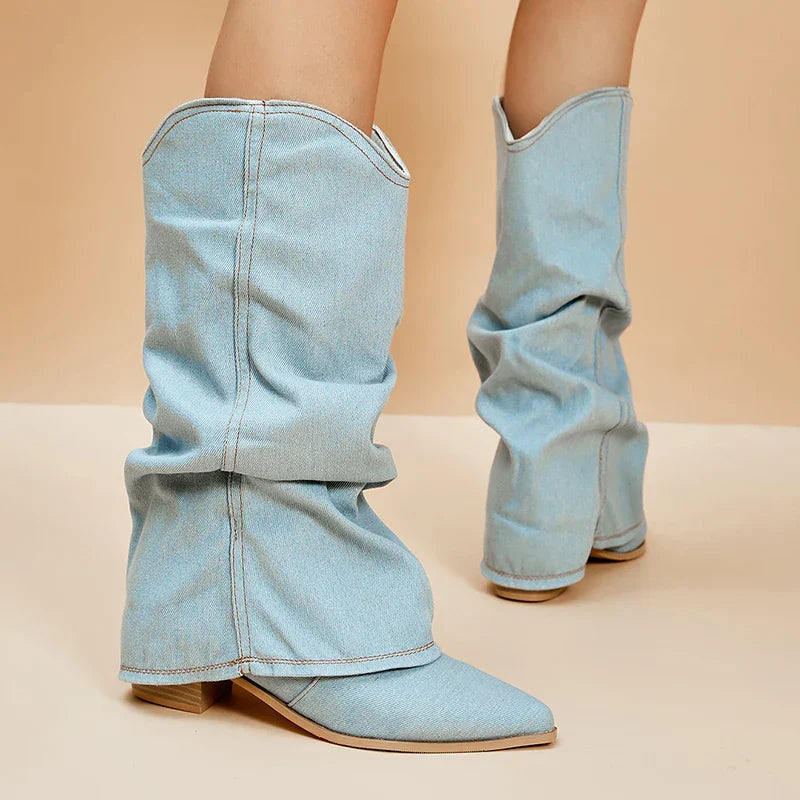 Liriel | Denim knielaarzen