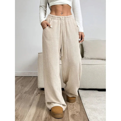 Damen trendige hoch taillierte Cordhose | entspannte Passform