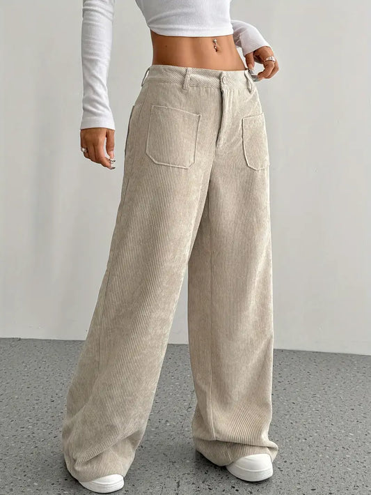 Selma | Wijde corduroy broek met hoge taille voor dames