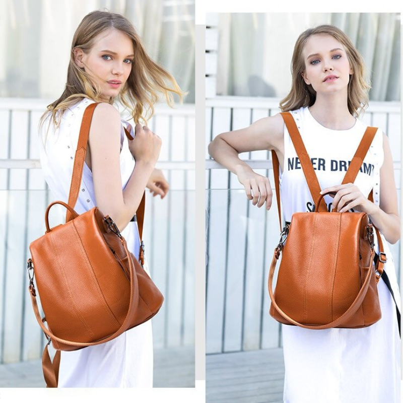 Aseni | Lederner Anti-Diebstahl Rucksack