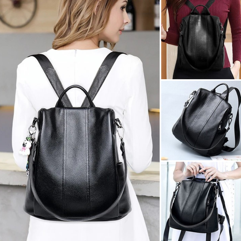 Aseni | Lederner Anti-Diebstahl Rucksack