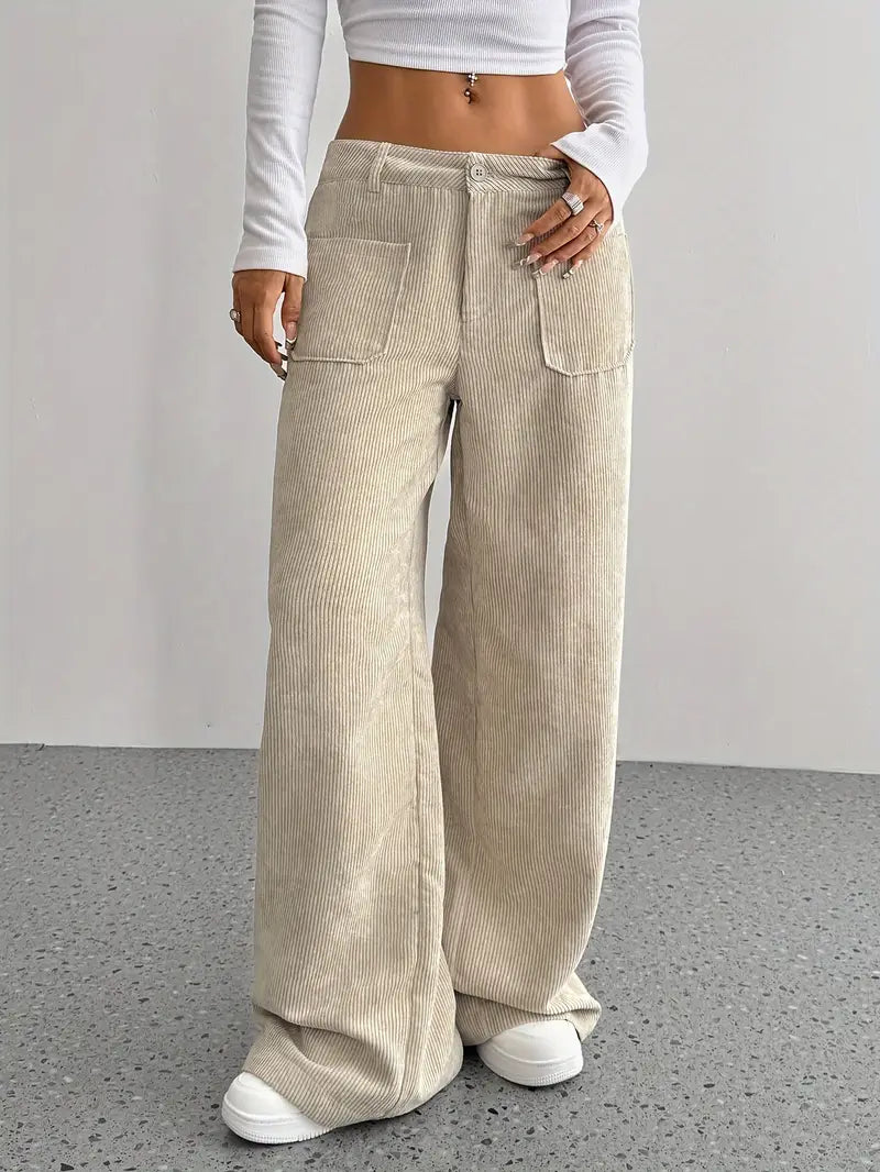 Selma | Wijde corduroy broek met hoge taille voor dames